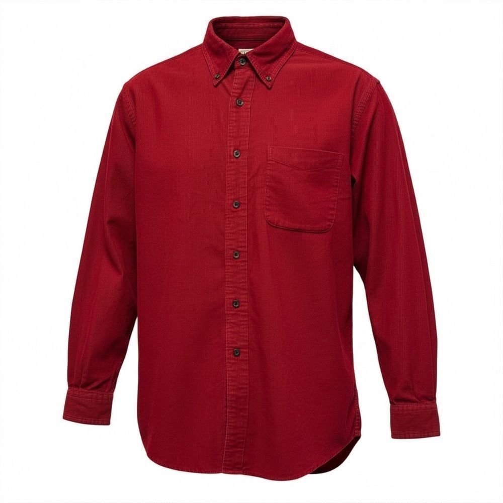 L.L. Bean Red Corduroy Button Down Shirt